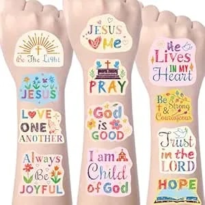 Christian Temporary Tattoos Gifts - 192pcs Christian Bible Verse Tattoos Temporary For Party Favors Gifts Decorations Supplies God Bless Fake Face Tattoos
