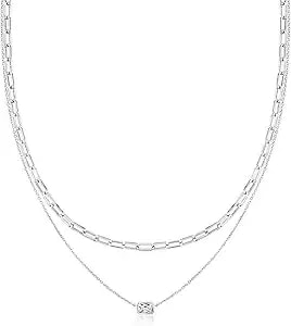 Ross-Simons Rhodium-Plated Layered Necklace With .50 Carat Cz. 18 Inches