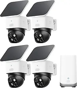 Eufy Security Solocam s340 4-Cam Kit (Homebase s380), Solar Security Camera, Wireless Outdoor Camera, 360° Pan And Tilt, No Blind Spots, No Monthly Fee, Built-In Local Storage (Up To 16tb)