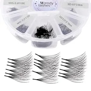 Wendy Lashes Premade Fans, 500pcs Professional Volume Eyelash Extensions,9-16mm Mixed Lengths, D Curl, Black Matte, Thin Base, Easy To Apply, Natural Soft Look