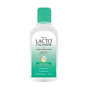 Lacto Calamine Micellar Water Makeup Remover With Aloe Vera, Green Tea And Niacinamide – 3.38 Fl Oz (100 Ml)