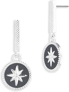 Harley-Davidson Women'S Star Charm Crystal Drop Earrings, Sterling Silver