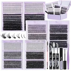 Diy Lash Extension Kit 1676pcs D Curl Individual Spike Manga Lash Clusters Kit With Bottom Lashes, Lash Bond And Seal, Remover, Tweezers,Brush By Quaffly