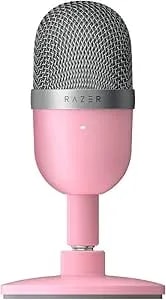 Razer Seiren Mini - USB Condenser Microphone For Streaming (Compact With Supercardioid Polar Pattern, Tiltable Stand, Integrated Shock Absorber) Quartz Pink