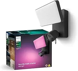 Philips Hue Secure Floodlight With Camera, 1 Pack, 1080p Video, Night Vision, Color-Capable, 2250 Lumens Light, Motion Detection, Two-Way Talk, Outdoor Led Light, Weatherproof