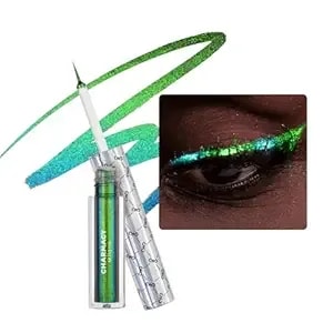 Charmacy Multichrome Eyeliner Liquid Liner, Glitter Liquid Eyeliner Waterproof, Metallic Intense Color Shifting Colorful Eyeliner, Long Wearing, Ultra-Fine Tip Smudge-Proof, Green Indigo 905