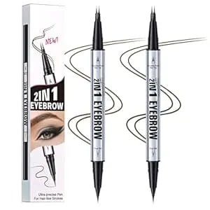 2 Pack Hair Like Eyebrow Pen Set, Long-Lasting Microblading Eye Brow Pencil For Natural Brows, 2-In-1 Beginners & Daily Use Eyebrow Pencils For Women, Waterproof & Smudge-Proof Brow Tint
