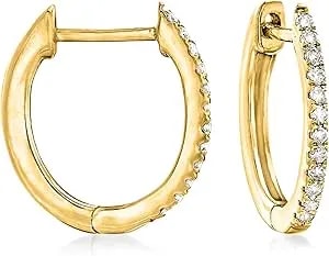 Ross-Simons 0.10 Ct. T.W. Diamond Huggie Hoop Earrings In 14kt Gold