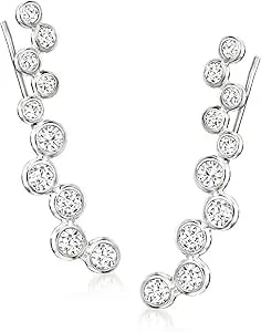 Ross-Simons 1.70 Ct. T.W. Bezel-Set Cz Ear Climbers In Sterling Silver