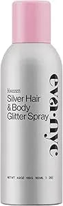 Eva Nyc Kweeen Silver Hair And Body Glitter Spray - Our Original Ultra Shimmery Glitter, New Look - Adds Shine + Non-Sticky - Quick Drying Sparkle Spray - Warm Vanilla Scent - 4.9 Oz