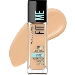 Maybelline Fit Me Matte + Poreless Liquid Oil-Free Foundation Makeup, Natural Beige, 1 Count (Packaging May Vary)