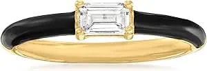 Ross-Simons Italian .30 Carat Cz And Black Enamel Ring In 18kt Gold Over Sterling