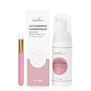 Lash Shampoo Kit & Brush, 2.04 Fl.Oz/60ml Gentle Foaming Cleanser Eyelash Wash For Extensions And Natural Lashes, Safe Makeup Remover Suppiles For Salon Use And Home Care