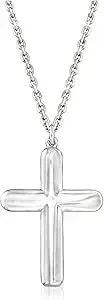 Ross-Simons Italian Sterling Silver Cross Necklace. 18 Inches