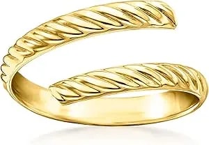 Ross-Simons Italian 14kt Yellow Gold Ribbed Bypass Ring