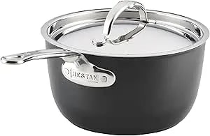 Hestan Titum Fusion 3 Quart Nonstick Saucepan With Lid, Double Impact Stainless Steel Base & Aluminum Body, Induction Compatible, Made Without Pfoas