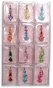 Ashirwad Indian Multicolor Multisize, Multi Design Stone Crystal Bridal Reusable Bindis, Forehead Tika, Face Jewels Stickers Bindi Box (Bindi-28)