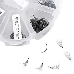 Wendy Lashes Premade Fans Eyelashes 8d, 500pcs,13-20mm D-Curl - 8d Volume, Handmade, Mixed Lengths, Short Stem, Soft Natural
