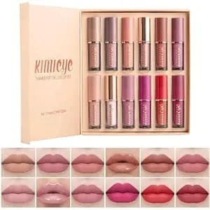 12pcs Velvet Matte Liquid Lipstick Set, Waterproof Long Lasting Quick-Drying Non-Stick Cup Nude Lip Stain Kit, Up To 24h Wear, Professional Lip Makeup Gift Kit For Women (Set A)