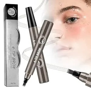 2 Pcs Microblading Eyebrow Pencil, 2026 Upgraded Waterproof Microblading Eyebrow Pen, 3d Fork Tip Brow Pencils For Women With Hair Like Strokes Long Lasting (Gray)