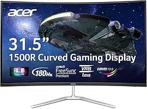 Acer Nitro 31.5" FHD 1920 X 1080 1500R Curved PC Gaming Monitor - AMD Freesync™ Premium - Up To 165Hz Refresh - 1ms VRB - VESA Mountable - 1 X Display Port 1.2 & 2 X HDMI 1.4 - EDA320Q Pbiipx