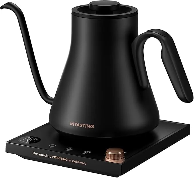 Intasting Gooseneck Electric Kettle With 1℉ Temperature Control, 0.9 Liter - Fast Heating, Stainless Steel Interior, For Pour Over Coffee, Tea & Boiling Water, Keep Warm, Auto Shut-Off, 1200w, Black