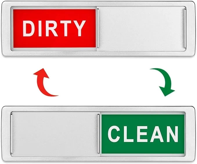 Cimkiz Dishwasher Magnet Clean Dirty Sign Shutter Only Changes When You Push It Non-Scratching Strong Magnet Or Adhesive Options Indicator Tells Whether Dishes Are Clean Or Dirty