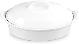 Le Creuset Stoneware Heritage Covered Oval Casserole, 4 Qt. (14"), White