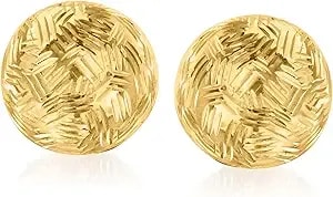 Ross-Simons Italian 18kt Yellow Gold Diamond-Cut Dome Stud Earrings