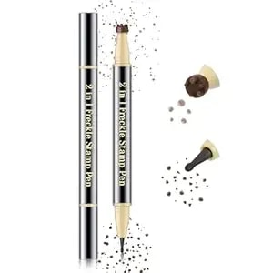 Noerrors Dual Ended Freckle Stamp Makeup Pen, 2 In 1 Quick Dry Waterproof Faux Freckles Stain Pencil, Natural Lifelike Waterproof Soft Dot Magic Light&Dark Brown Freckle Marker Pen Sunkissed Makeup