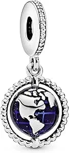Pandora Jewelry Spinning Globe Dangle Cubic Zirconia Charm In Sterling Silver, No Box