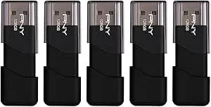 PNY P-FD128X5ATT03-MP 128GB Attaché 3 USB 2.0 Flash Drive, Black (Pack Of 5)