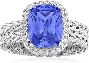 Ross-Simons 4.20 Carat Simulated Tanzanite Basketweave Ring In Sterling Silver