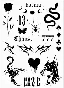 Karma y2k Neotribal Heart Tattoos – Semi-Permanent Jagua Tribal Tramp Snake Stamp - Temporary Tattoos For Women, Designs For Neck, Arm, Chest & Lower Back