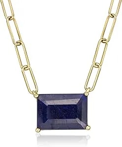 Ross-Simons 9.00 Carat Sapphire Paper Clip Link Necklace In 18kt Gold Over Sterling. 18 Inches