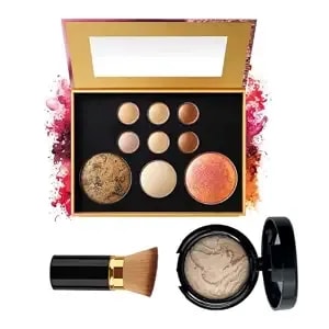K'Apeine Baked Makeup Kit For Women - 9colors Shimmer Eyeshadow Bronzer Blush Palette, Baked Pressed Powder Foundation & Retractable Blush Brush, Long-Lasting & Pigmented Travel Makeup Set-01