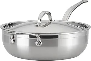 Hestan Probond Forged - Professional Clad Stainless Steel All-In-One Pan, 5 Quart, With Helper Handle, Induction Compatible