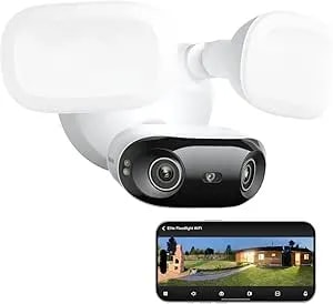 Reolink Elite Floodlight Wifi, 4K 8MP 180° Panoramic Wired Floodlight Camera, Adjustable 3000 Lumens, Local AI Video Search, Dual-Band Wi-Fi 6, 24/7 Recording, No Monthly Fees, 100~240V AC Hardwired