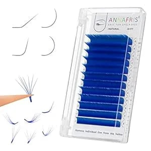 Colored Eyelash Extension Easy Fan Blue 0.07 D Curl 8-15mm Mixed Volume Lash Extension Individual False Eye Lashes With Color By Annafris (Easy Fan Blue,0.07 D 8-15mm Mix)