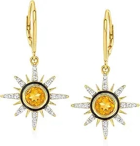 Ross-Simons 1.40 Ct. T.W. Citrine And .60 Ct. T.W. White Topaz Sun Drop Earrings In 18kt Gold Over Sterling