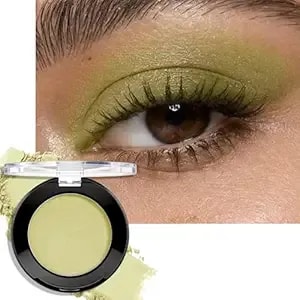 Lime Green Matte Eyeshadow Palette, Mini Single Eye Shadow High Pigmented Pressed Powder Neutral Eyeshadow Palette Makeup, Long Lasting Monochrome Eyeshadow For Women