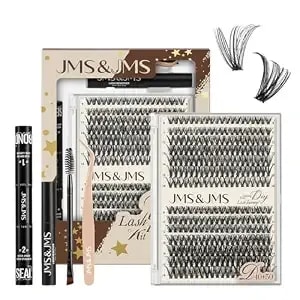 Jms&Jms 40d+50d Diy Lash Extension Kit Lash Clusters Kit 280pcs - D Curl Individual Lashes Eyelashes Kit Thin Band Cluster With Lash Bond And Seal Tweezers Easy To Apply
