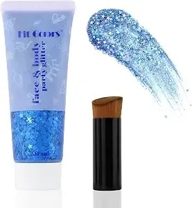 Body Glitter Gel, Hair Face Glitter For Kids & Women, Chunky Mermaid Sequins, Easy Apply & Quick Drying, World Cup Makeup, Singer Concert Festival Birthday Party, Rave Accessories, Blue
