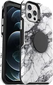 Otterbox + Popgrip Symmetry Series Case For Iphone 12 And Iphone 12 Pro (Only) - Retail Packaging - White Marble