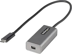 Startech.Com Usb C To Mini Displayport Adapter, 4k 60hz Usb Type C To Mdp/Mini Dp Monitor Video Converter Dongle, Thunderbolt 3 Compatible, 12" Attached Cable, Upgraded Version Of cdp2mdp (cdp2mdpec)