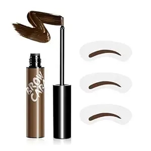 Brow Tattoo Peel Off Tint - Brow Gel Eyebrow Tattoos Waterproof, Eyebrow Gel Tint With Eyebrow Stencils Long-Lasting Makeup, Eye Brow Pencils Create Full Voluminous Brows For Women (Medium Brown)