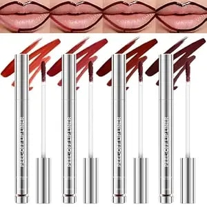 4pcs Peel Off Lip Liner Set - Long-Lasting 24h Smudge-Proof & Waterproof Lip Stain, 4 Nude Matte Shades For Full Coverage, Non-Fading Lip Tint, Effortless Precision Makeup, Gifts For Girls & Women