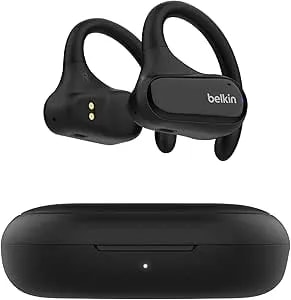 Belkin Soundform Clearfit Wireless Open-Ear Earbuds, Lightweight Sport Earphones, Bluetooth Earbuds W/Long-Lasting Comfort, IPX5 Water Resistance For Iphone, Hiking, Biking, Running, & More - Black