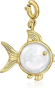 Ross-Simons 9.5-10mm Cultured Coin Pearl Fish Charm In 18kt Gold Over Sterling