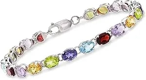 Ross-Simons 16.60 Ct. T.W. Multi-Gemstone Link Bracelet In Sterling Silver